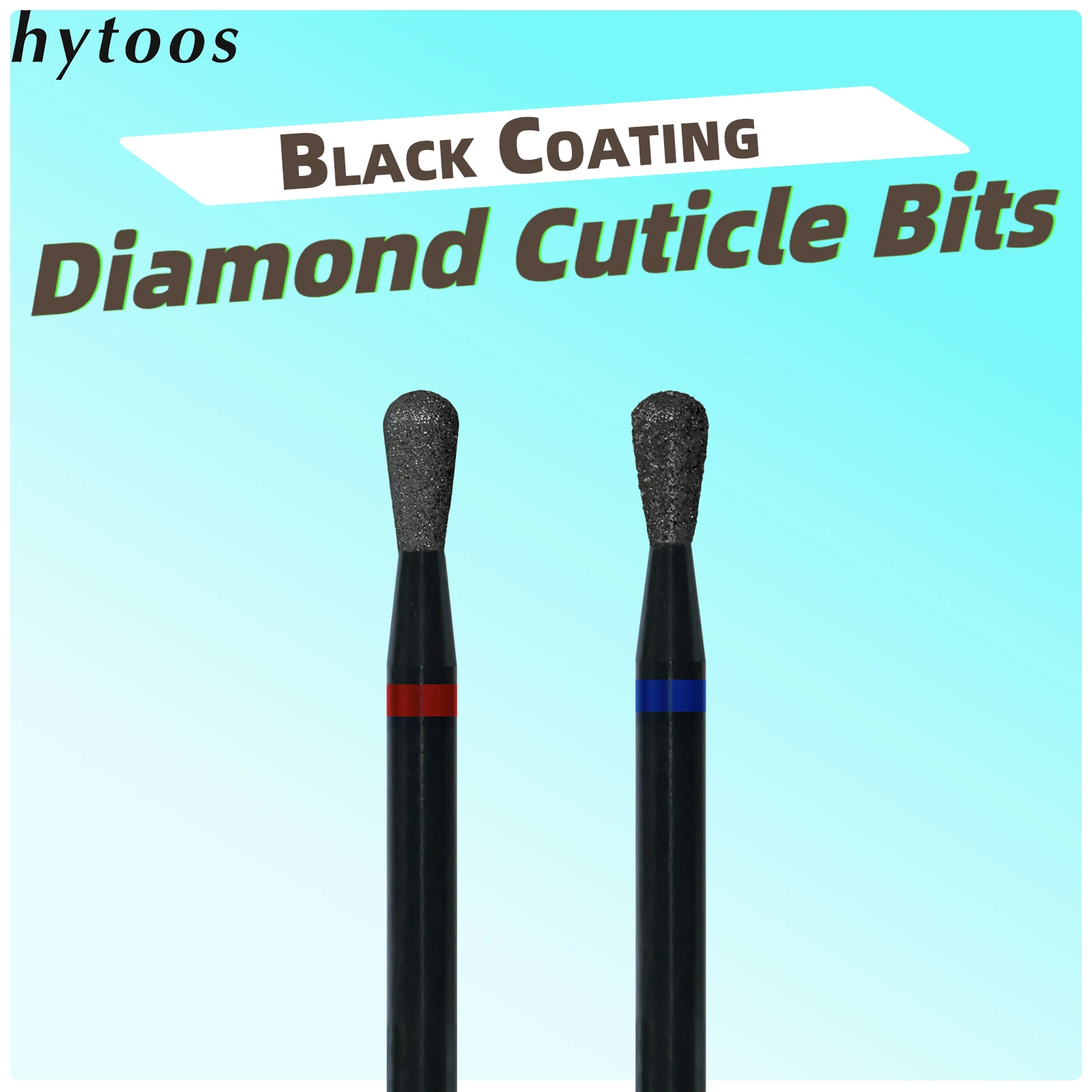 HYTOOS Black Round Top Nail Drill Bits Russian Cuticle Bit Rotary Diamond Burr Electric Drills Machine Nails Accessories Tool