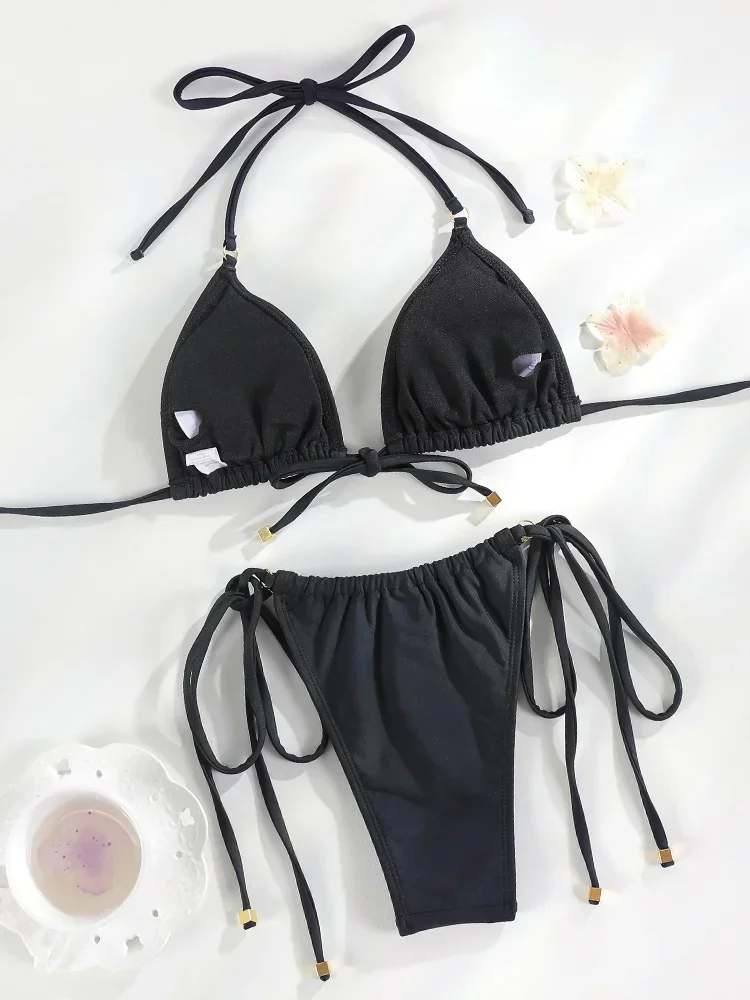 Miyouj Bandage Badpakken Vrouw Sexy Bikini Driehoek Badmode Vrouwen Effen Kleur Badpak Micro Biquini Mujer Thongs Beachwear