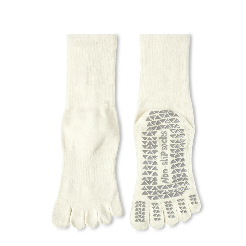 1 Paar neue einfarbige rutschfeste Damen-Trainings-Fitness-Fünf-Zehen-Yoga-Socken, professionelle Pilates-Zehentrenner-Socken – Detail 5