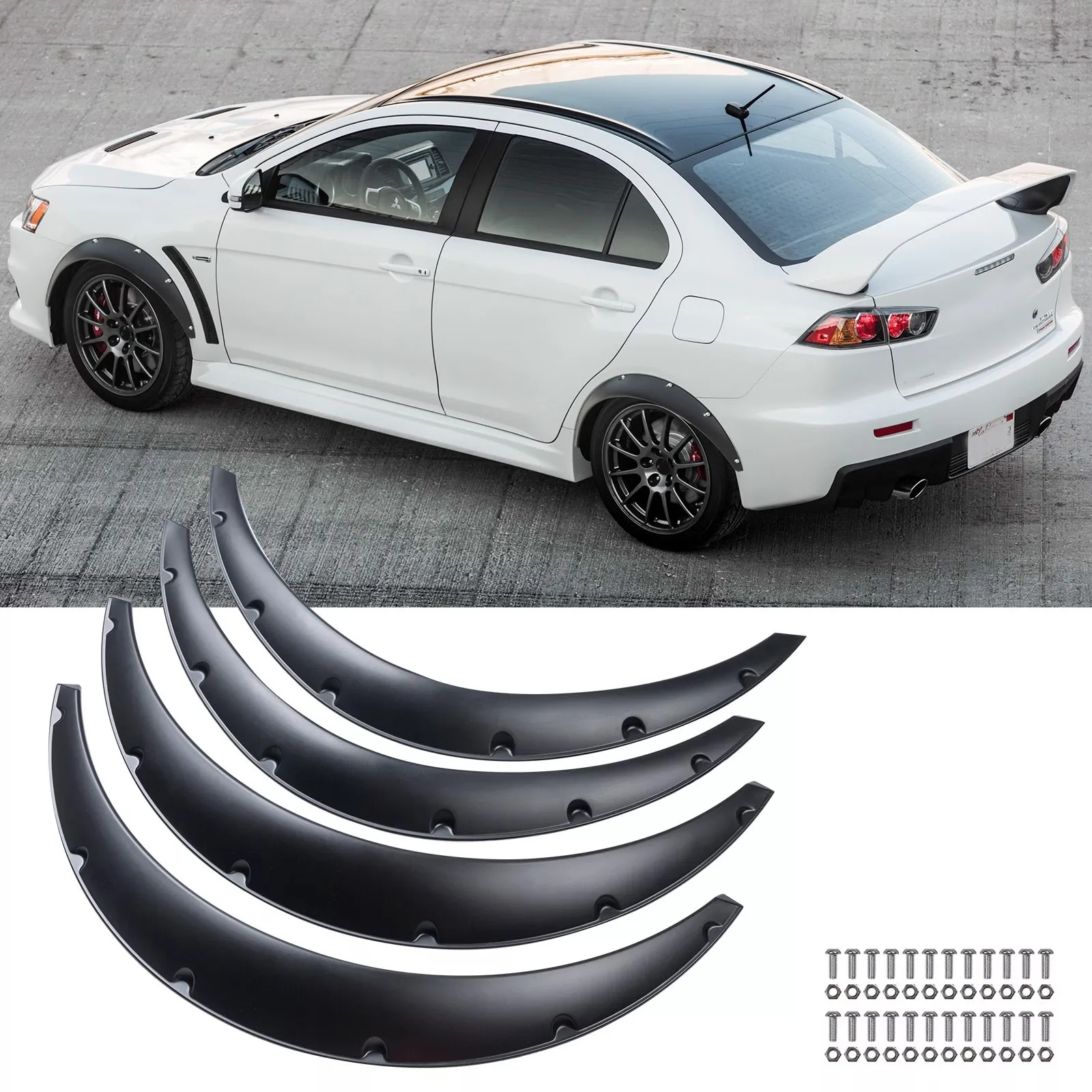 

For Mitsubishi Lancer EVO X 4PCS Fender Flares Extra Wide Body Kit Wheel Arches
