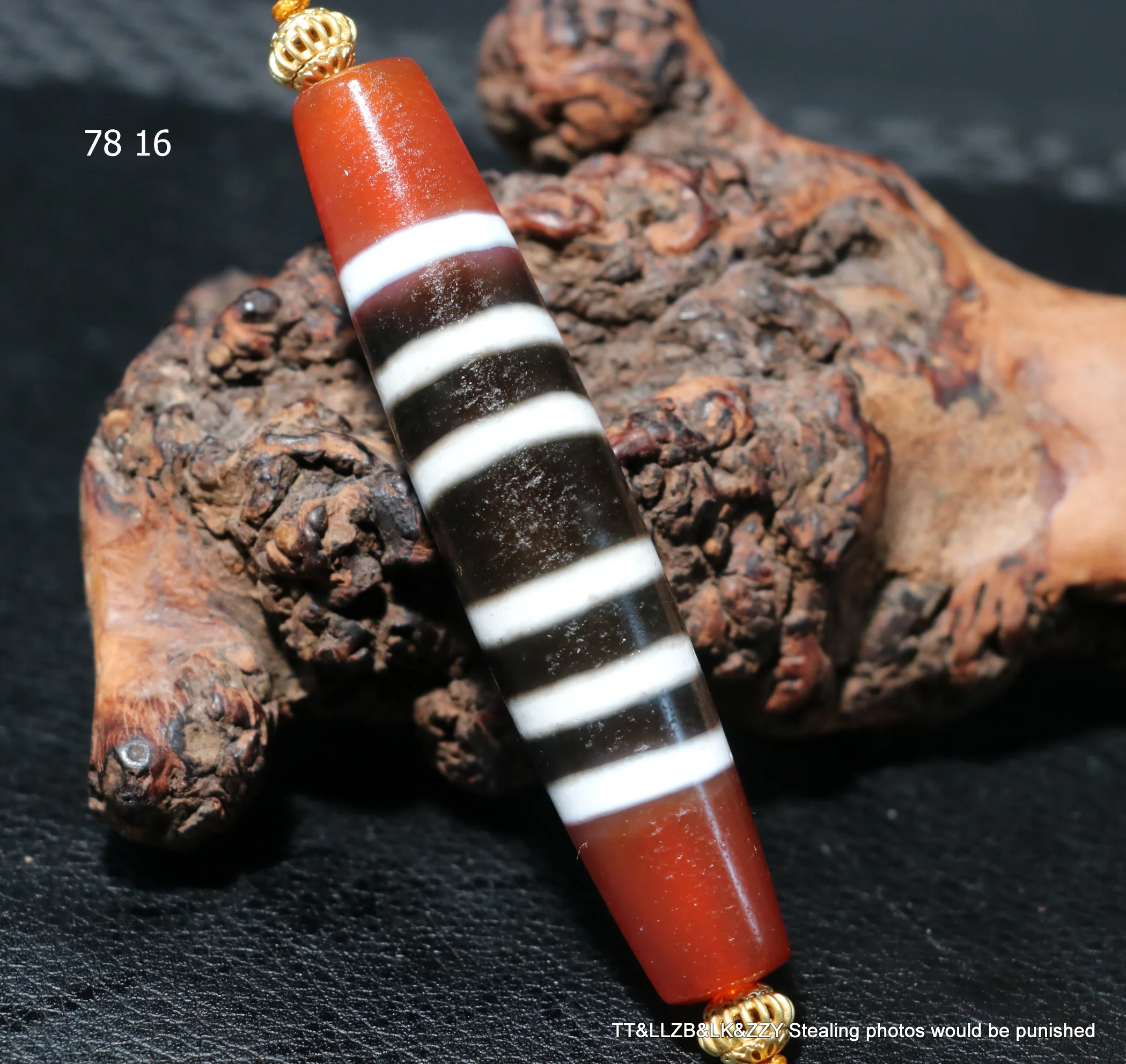 

Magic Energy Tibetan Top old Red Agate 6 Stripe Healer Medicine Symbol Totem dZi Bead Amulet Pendant Timestown UPD0618A9