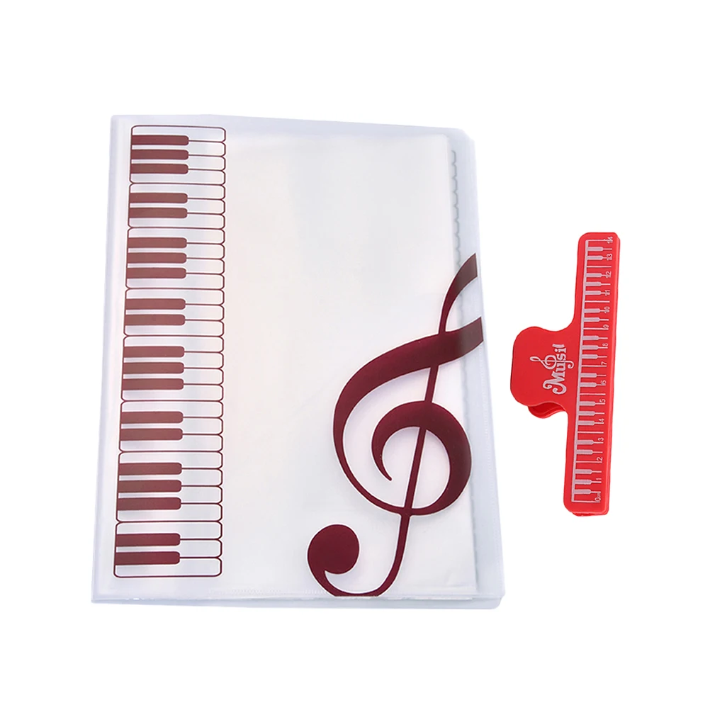 

Music Sheet Folder 40 Sheets A4 Size Smaller Durable Waterproof File Storage Extra Clamp Guitar Accessories Red Clip