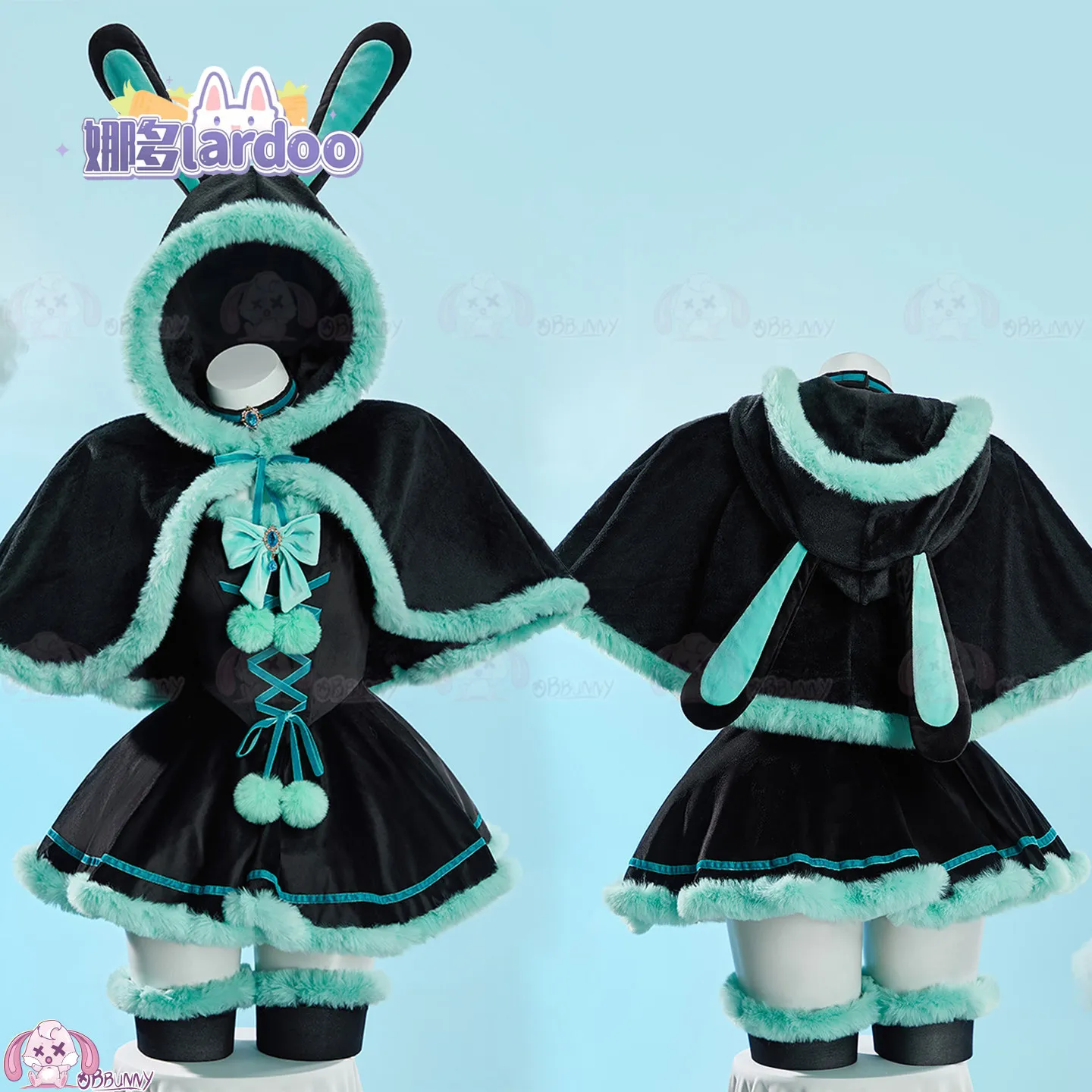 Original Cute Plush Bunny Cloak Set, Pink & Blue Available, Loungewear Outfit for Christmas Halloween Cosplay Costume