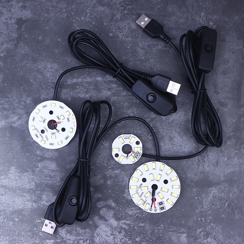 1Pc USB DC5V LED Ring Light Source - 3/5/10W SMD 5730/2835 Light Beads with 1.5M Black Switch Cable White Light for DIY Lighting