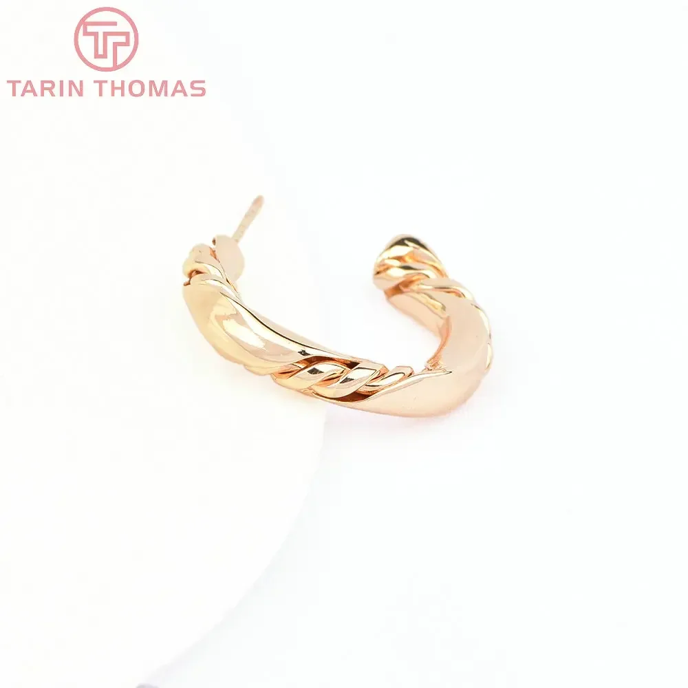 (6760) 2 buah 26MM 24K warna emas kuningan lingkaran berbentuk anting Stud kualitas tinggi DIY perhiasan temuan aksesoris grosir