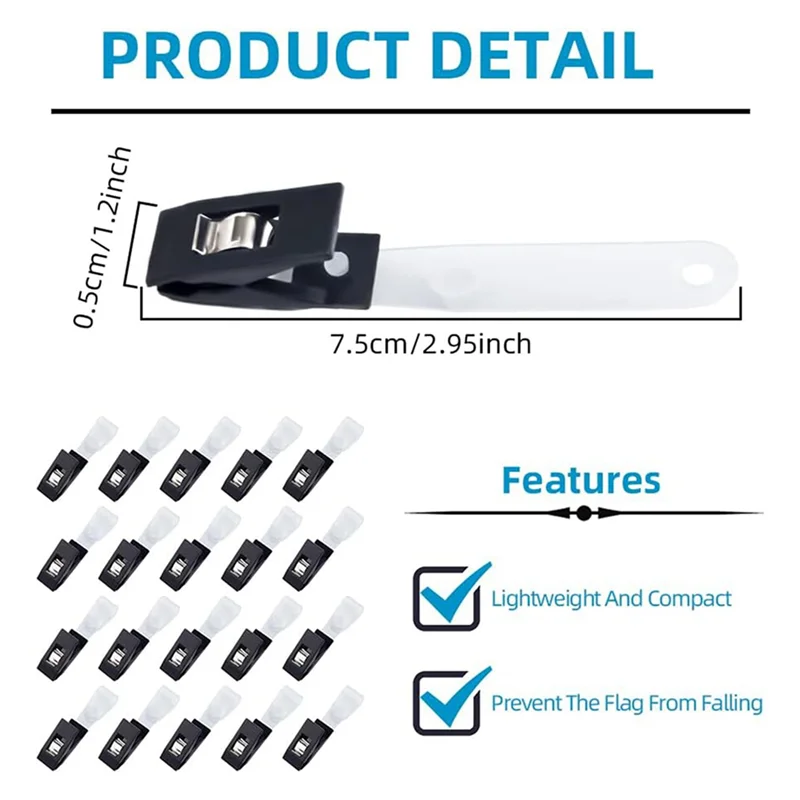 ABUL-40PCS Clips para bandera de jardín, tapones para bandera de jardín, Clip antiviento para bandera pequeña, Clips para asta de bandera de patio de césped, soporte para postes de bandera de jardín