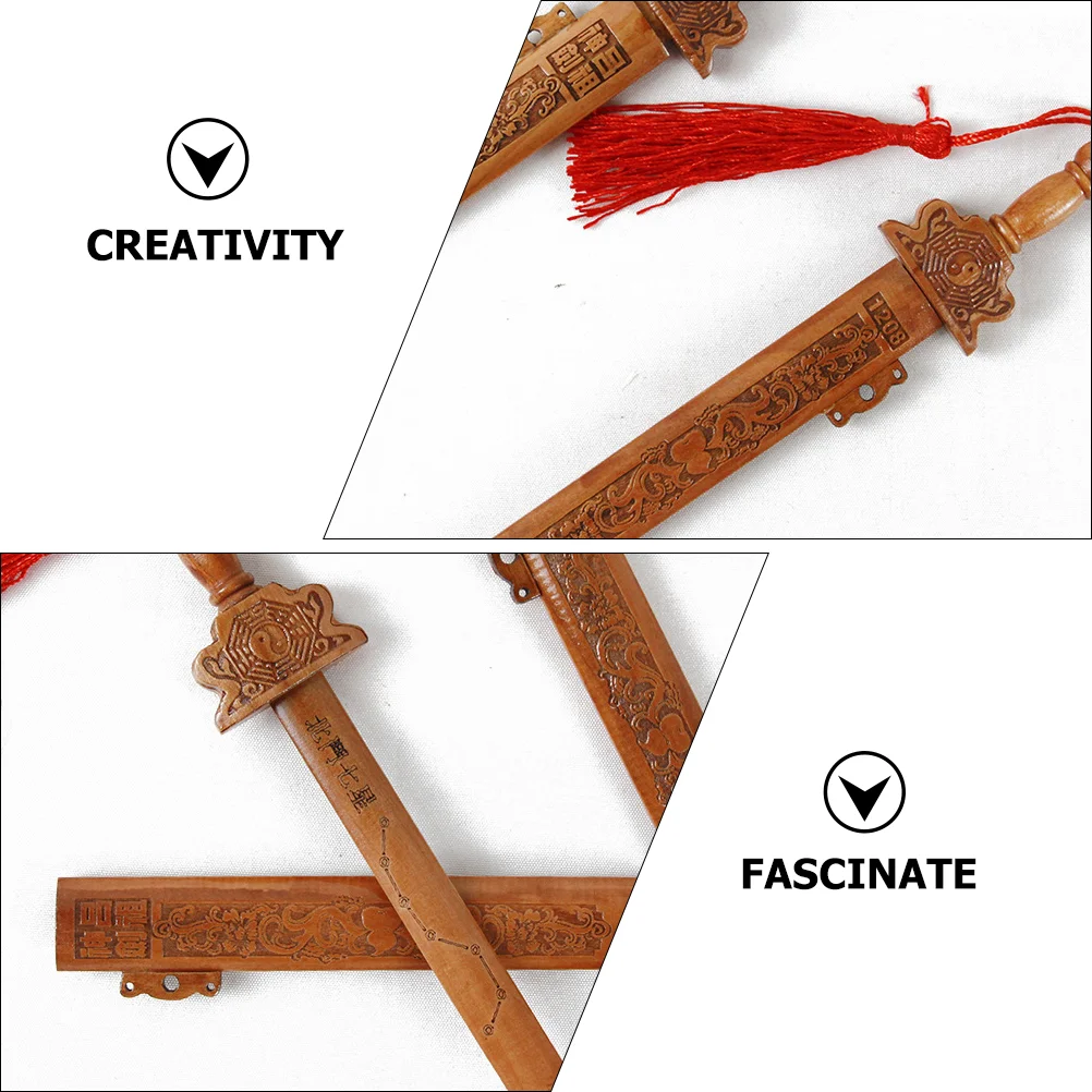 Pretend Sword Wooden Pendant Chinese Style Exorcism Ornament Child Charms Pendants Toy