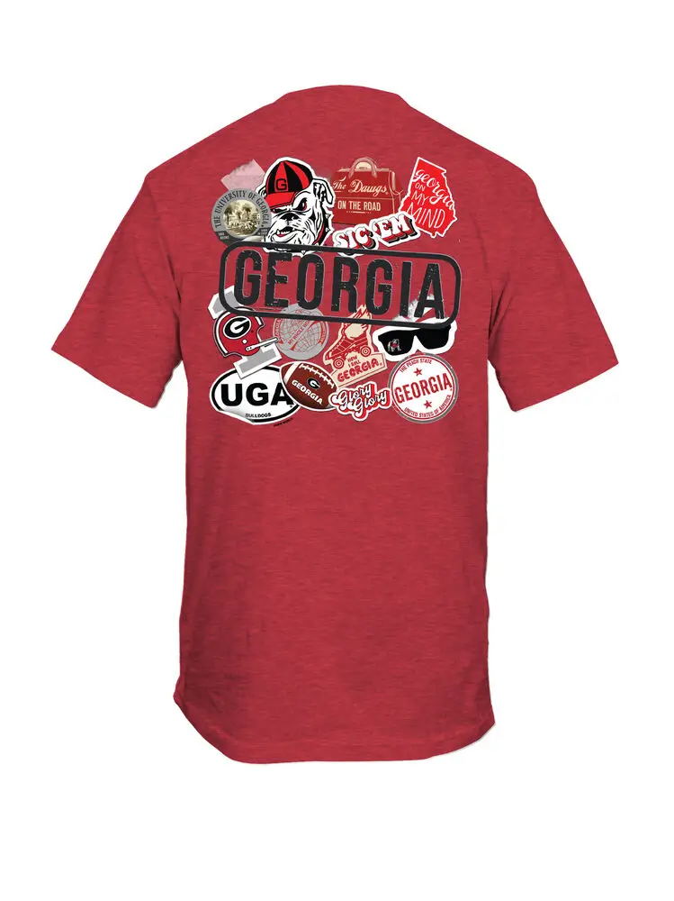 New  Graphics Collegiate Georgia UGA Bulldogs Stickers Short Sleeve T-shirtUnisex T-shirts for Men Women Summer Tees Cotton