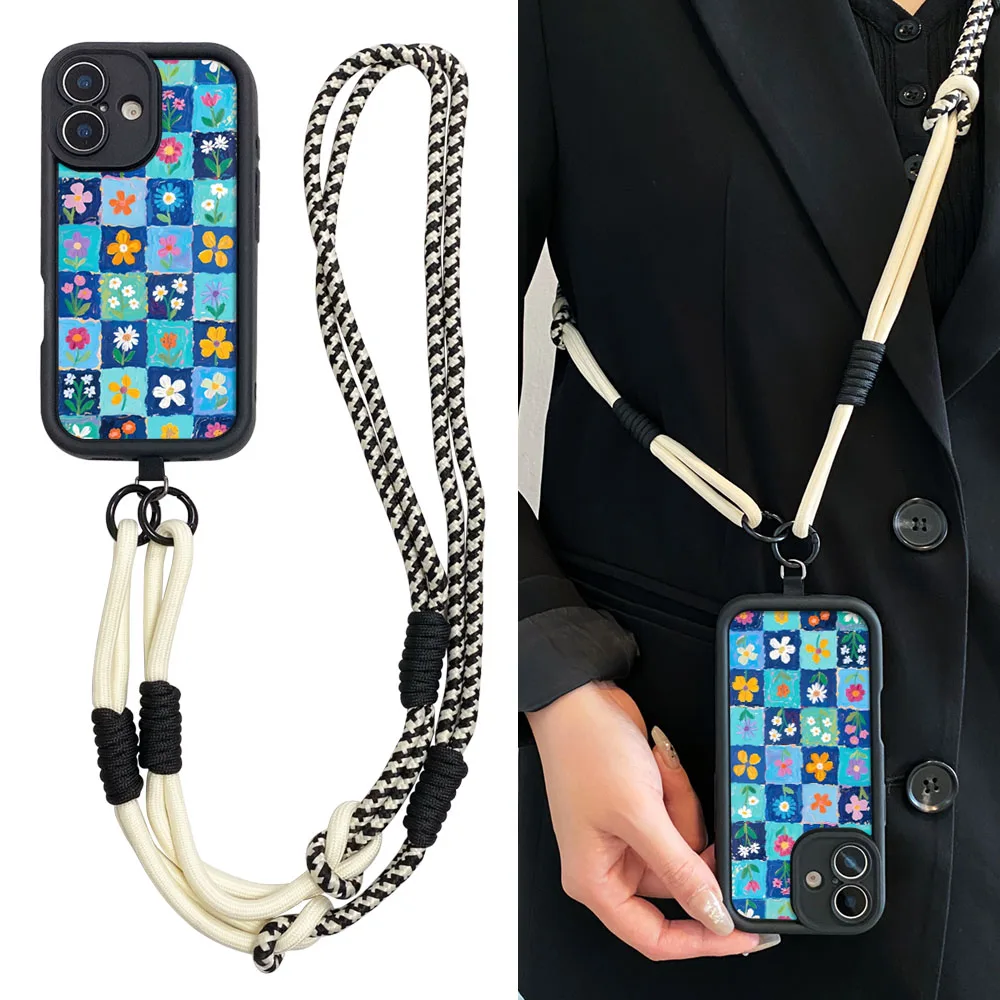 2025caixa de telefone com cordão crossbody para redmi note 14 13 12 11 10 9 8 7 pro plus 11s 14s 13c 12c 14c 9t9c10cflor capa de corrente de pulso