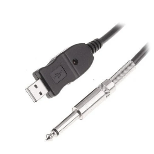 

3M Usb Guitar Cable 16-Bit 44.1Khz Audio Signal Boost Shielded 6.5Mm Jack Plug Play Pc Recording Adapter Black Stage Audio