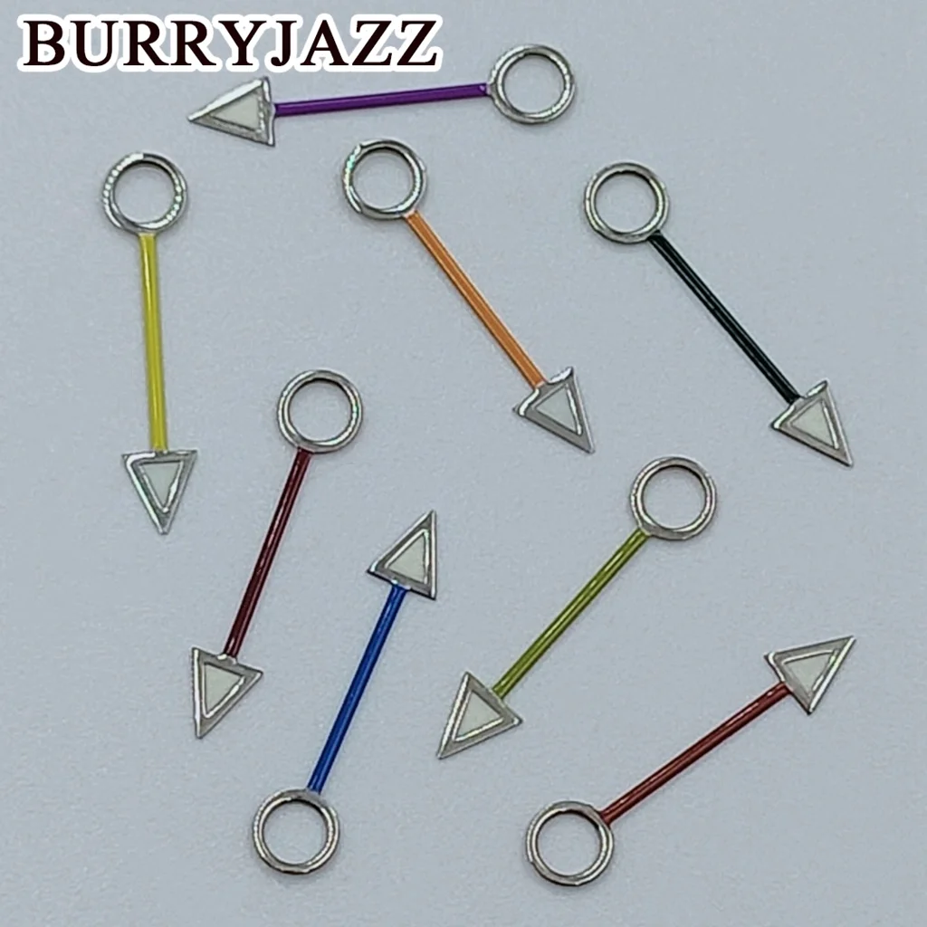 BURRYJAZZ-manecillas de reloj NH34 GMT, manecillas de reloj plateadas, amarillas, marrones, Rojas, azules, verdes, naranjas, púrpuras, verdes luminosas