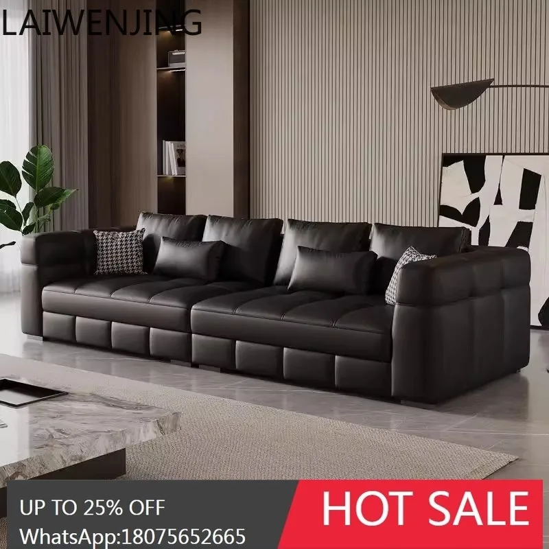 SGF Genuine Leather Sofa Set Italian Minimalist Style Living Room Three-Four Seater Straight Sofa