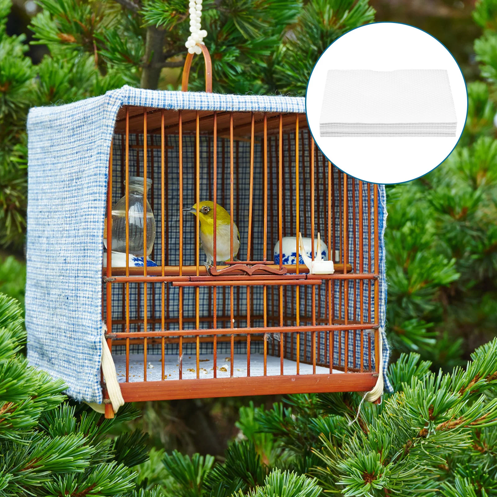 

100 Sheets Bird Cage Paper Liner Highly Absorbent Single Use Cage Liners Fit Most Parrot Budgie Aviary Enclosures Clean Dry