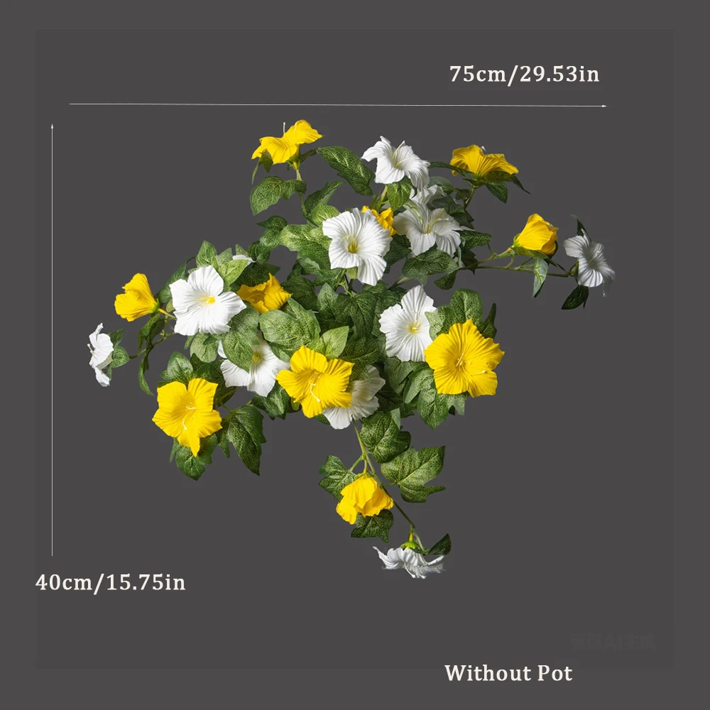 40-48cm Künstliche Blumenranken, künstliche Petunienblüten, Seiden-Begonienblätter, Hängepflanze für die Heimdekoration – Detail 9