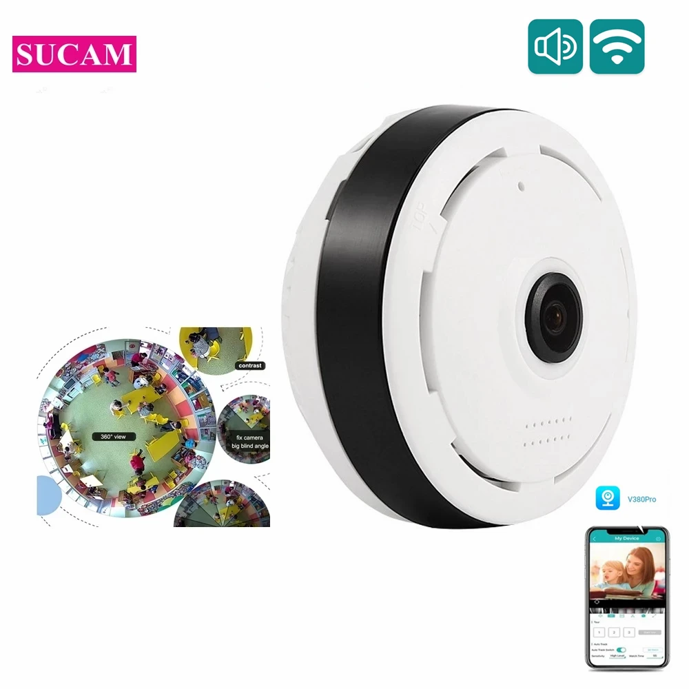 V380 Pro Panoramic 3MP Mini WIFI Camera Indoor Video Surveillance Security Two Way Audio Wireless Camera Motion Detection Camera