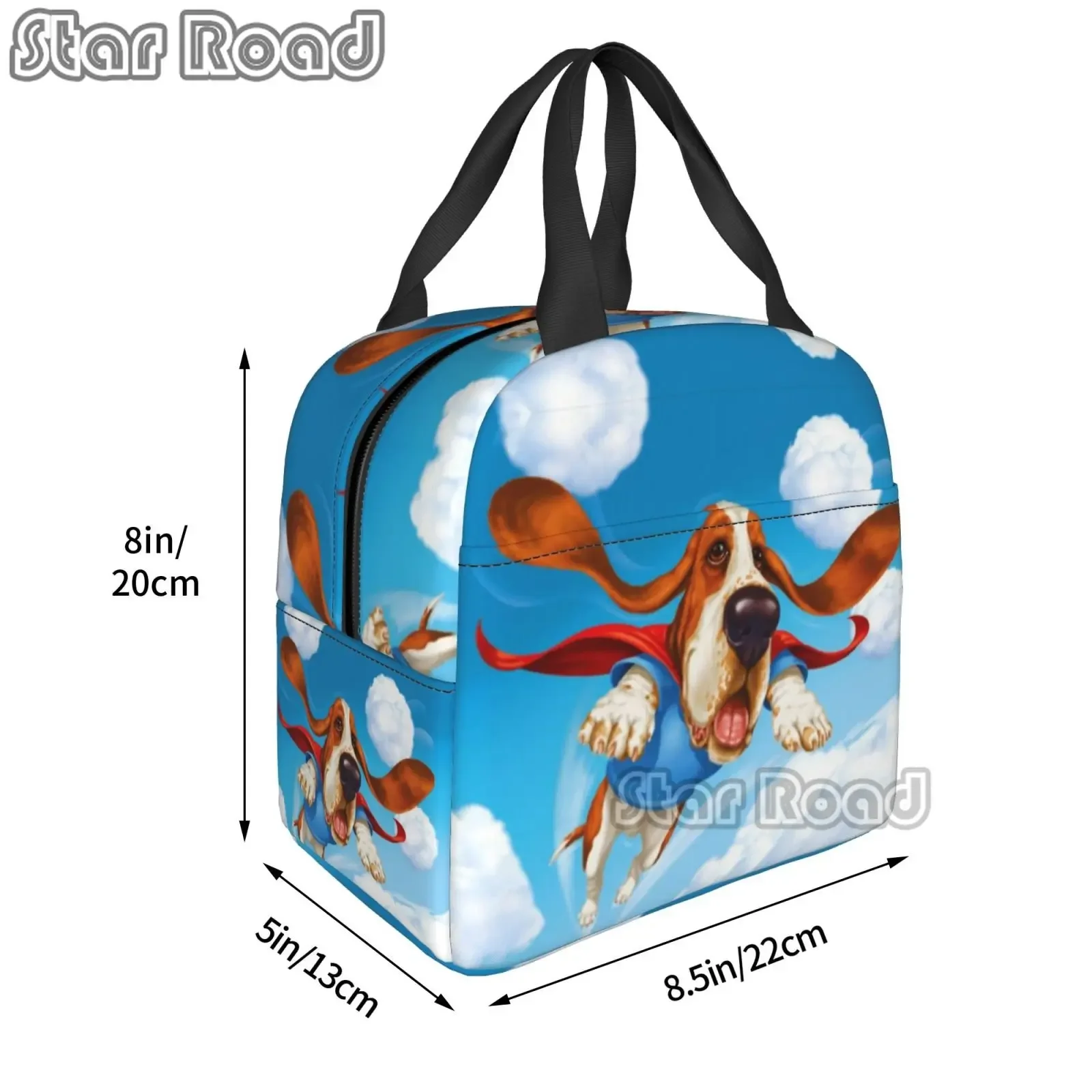 Aangepaste Basset Hound Dog lunchtas heren dames koeler warme geïsoleerde lunchboxen voor werktraining buiten picknick strandreizen