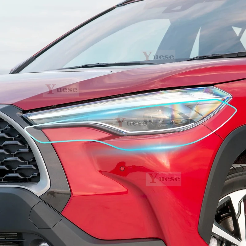 

For Toyota Corolla Cross LE/XLE 2022-2024 2 Pcs Car Headlight Protective Film Transparent Smoked Black TPU Sticker