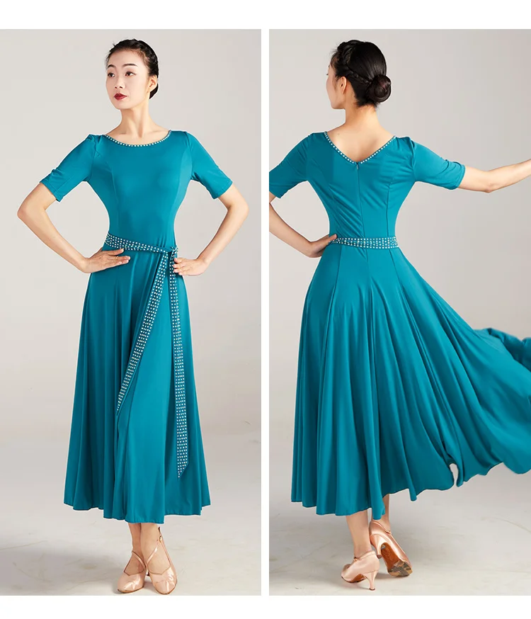 New Ballroom Dance Modern Dress Competition Performance Costumes Women National Standard Waltz Tango Practice Wear Spanish Dress