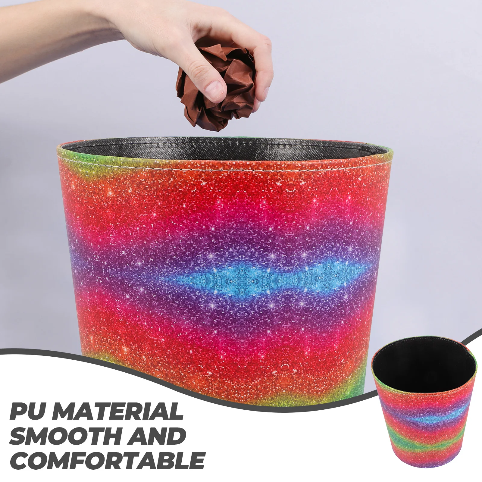 

Trash Can for Bedroom Trashcan Office Bin Wastebasket Dustbin Retro Decor