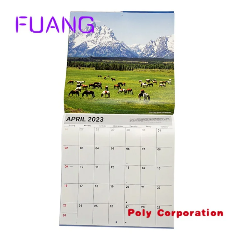 Custom  Promotion Custom Photo Frame Calendar Office Gift Cheap Saddle Stitch Spiral Binding Daily Monthly Printing Wall Calenda