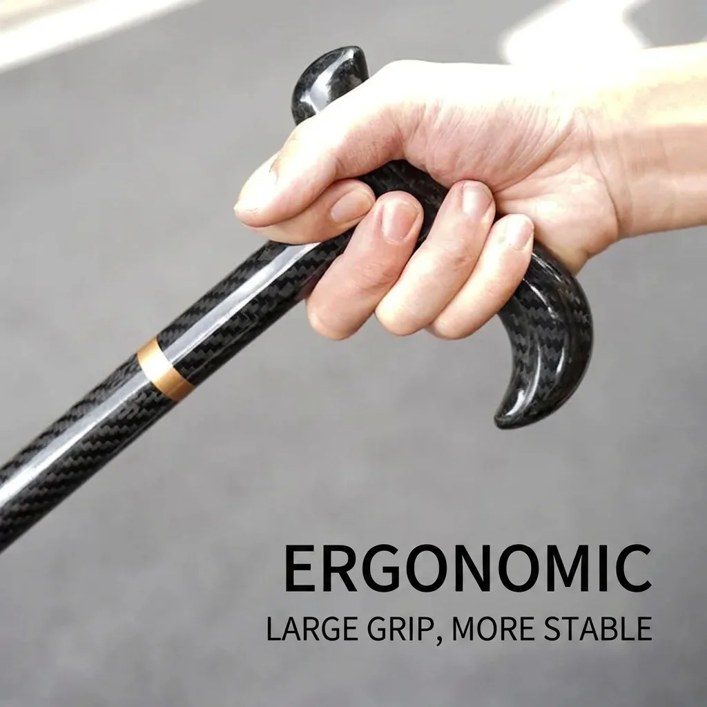 Ultra-light Carbon Fiber Walking Stick, Adjustable Telescopic Hiking Pole for Men Women Elderly, Travel Trekking Support Aid