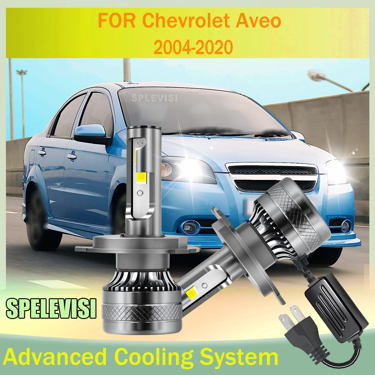 

12V Car Headlight Bulbs 6000K H4 HiLo Beam W/Cooling Fan For Chevrolet Aveo 2004 2005 2006 2007 2008 2009 2010 2011 2012-2020