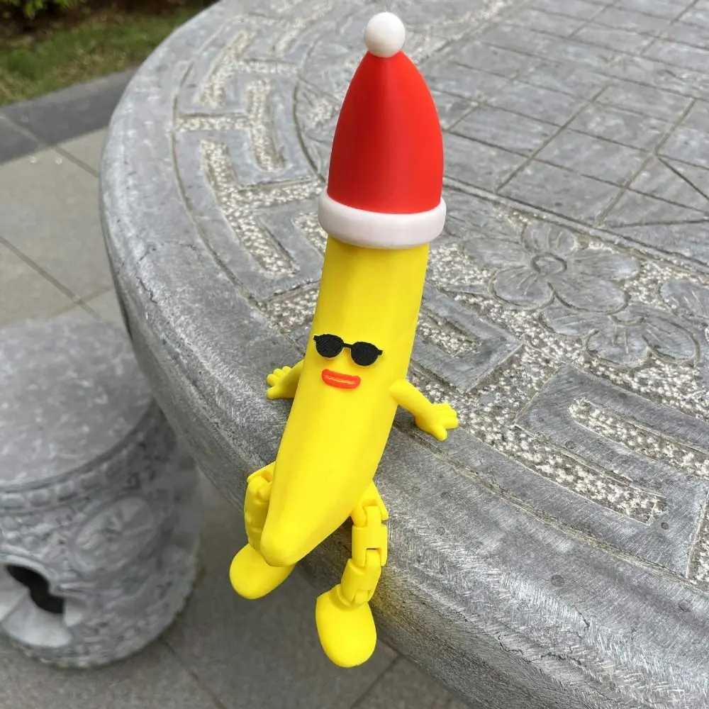 Cappello di Natale Giocattolo di banana stampato in 3D Multi-giunto mobile Multi-giunto Giocattoli di banana Novità Stampa 3D Giocattolo di figurine a forma di banana