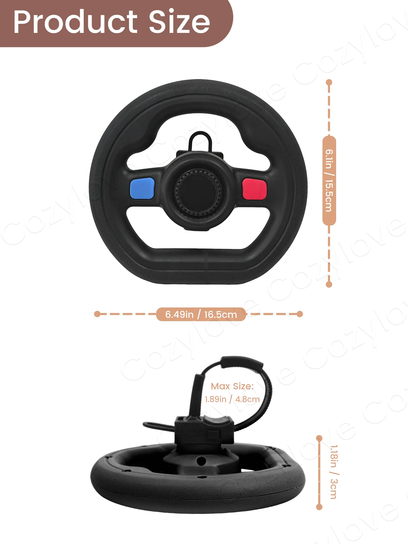 Stroller Steering Wheel Toy with Music & Horn | 360° Rotatable Interactive Toy for Toddlers