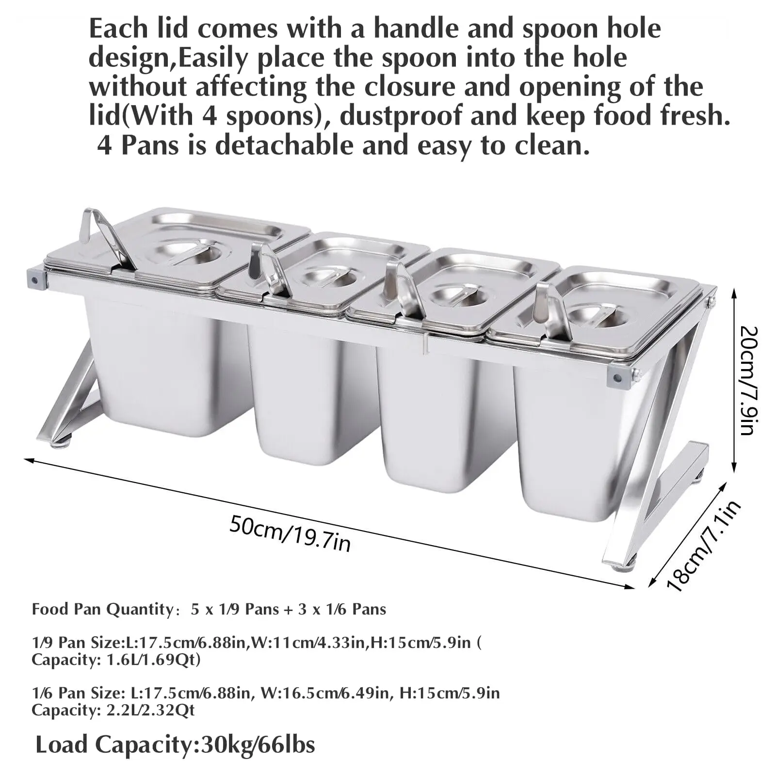 ピザトッピングステーション（4つのパンと蓋付き）、ステンレス製食品容器パン、調味料ディスペンサー、カウンタートップスパイスラックオーガナイザー