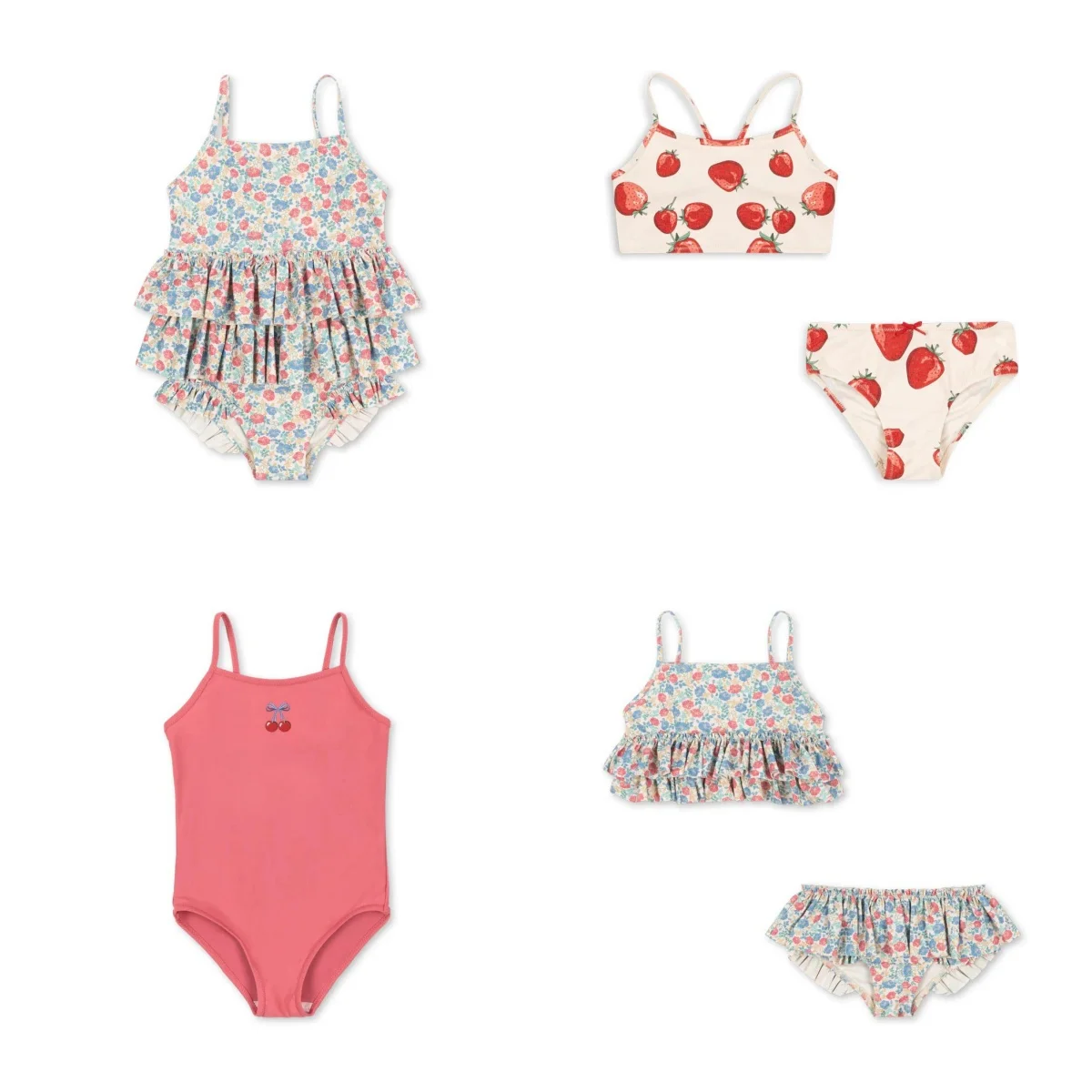 

Детские купальники для девочек, новинка 2023 года, летняя одежда вишневого цвета для маленьких мальчиков, детский купальник, купальник с цветочным принтом, детский милый комплект бикини