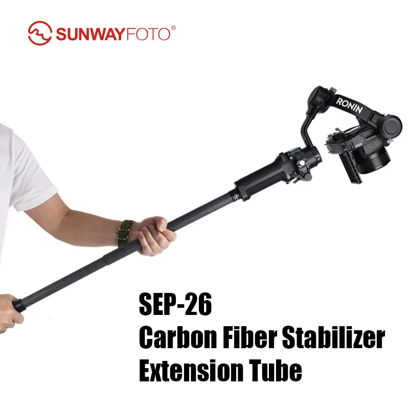 SUNWAYFOTO SEP-26 63cm Gimbal Extension Pole, 26mm Carbon Fiber Tube, 2 Sections, Universal Rod for Tripod and Stabilizer DSLR C