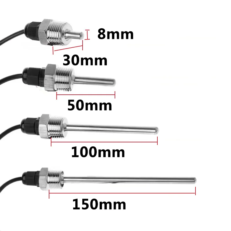 Imagem -03 - Sensor de Temperatura Pt1000 e Pt100 Habitação Sus304 Resistência Platina Bsp g1 Sonda de Rosca Solar Tanque de Água Específico para Tubos Cegos