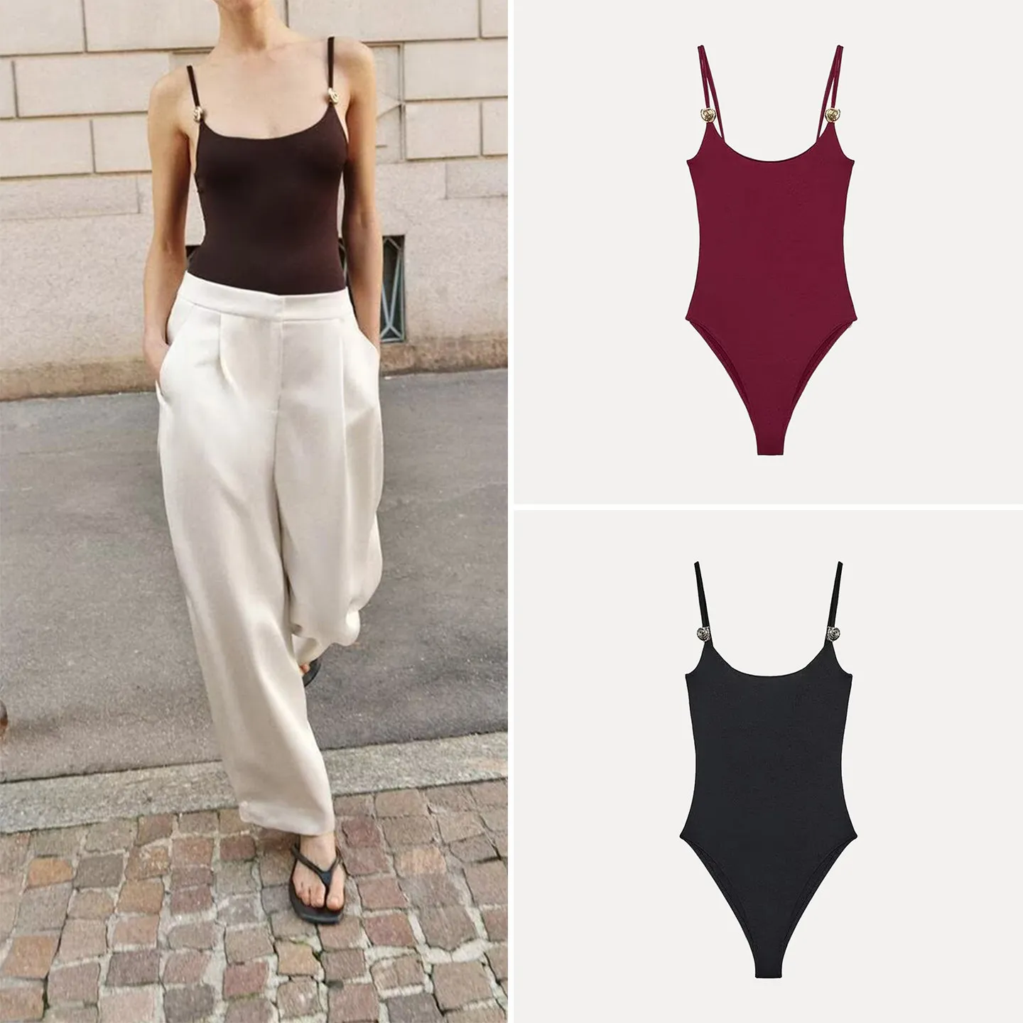 

Faionable Nylon Jumpsuit Women's Clothing 2026 Spring Season High Waist Wide Leg Pants Personalized Accory Attached