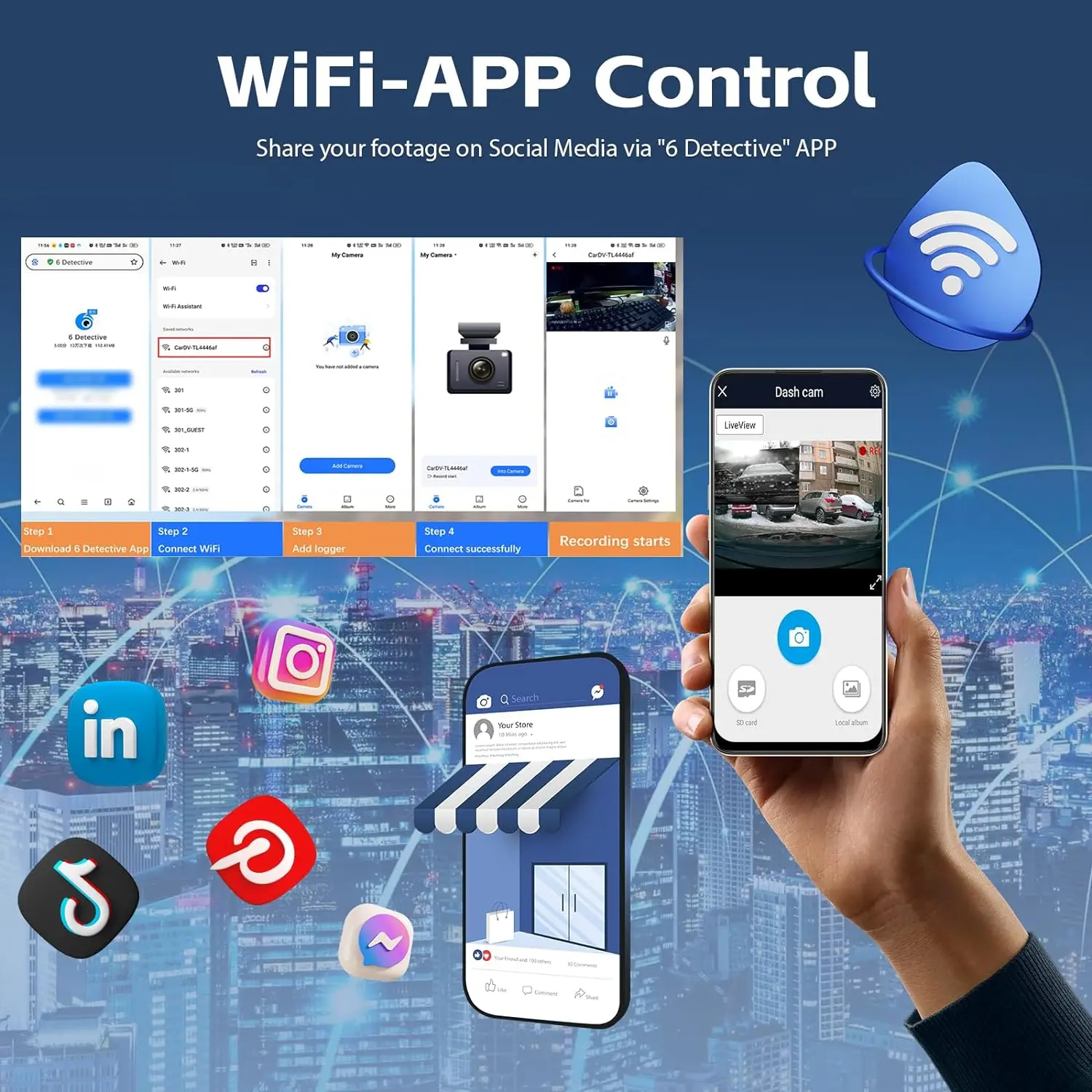 DVR Dash Rear View Mirror 3 Channels with Wifi Front and Cabin Video Recorder car black box