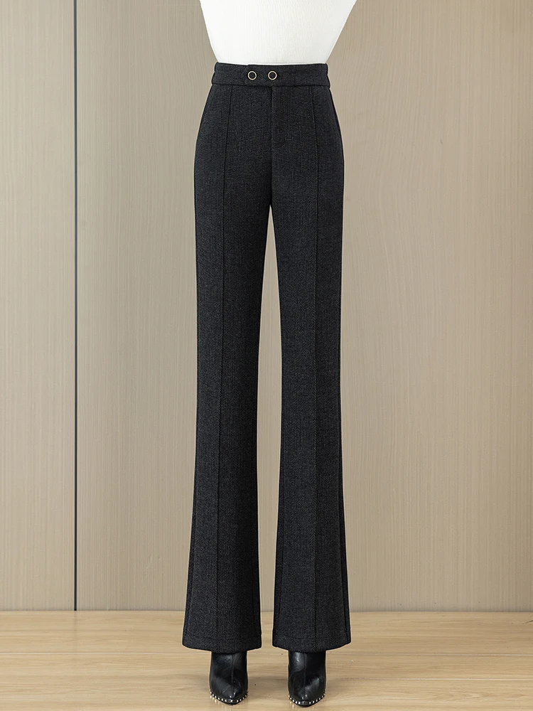 

High Waist Straight Leg Acetate Wool Trousers for Women Autumn Winter New Style Casual Woolen Flared Pants Comfortable Breath...