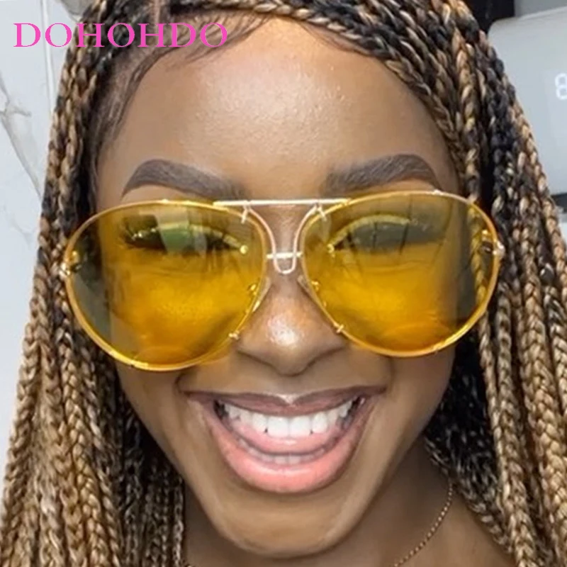 

2025 Oversized Oval Pilot Women Sunglasses Luxury Designer Big Frame Men Sunglass Outdoor Travel Driving Eyeglasses Lentes UV400