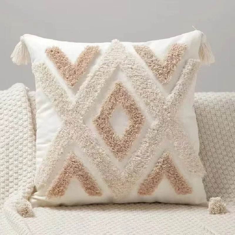 Ins Nordic Böhmischen Stil Geometrische Plüsch Kissenbezüge Hause Dekorative Kissen Mit Quaste Taille Kissen Kissenbezüge – Detail 4