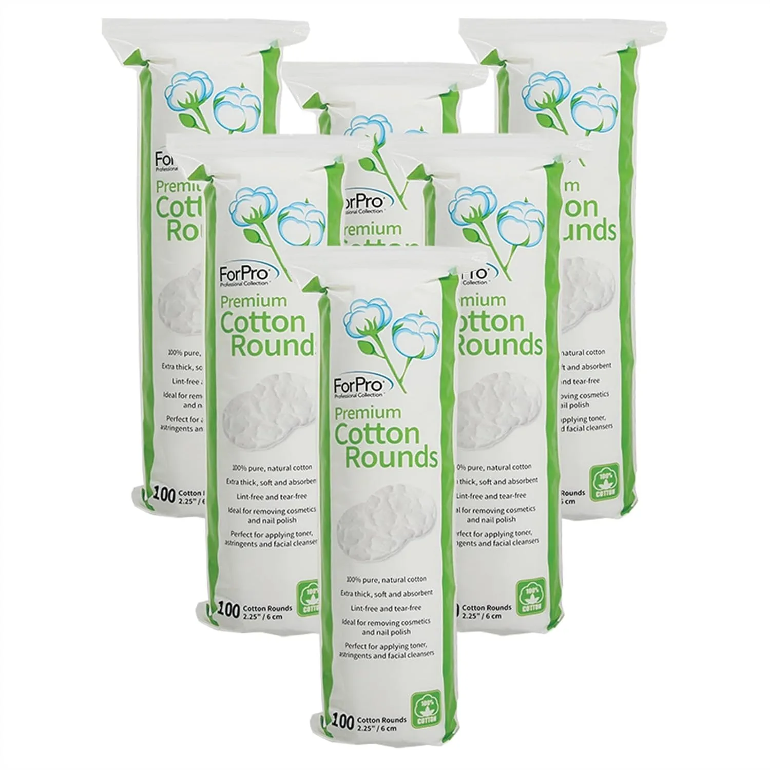 Premium Cotton Rounds 100% Natural Lint-Free, Non-Tearing Cosmetic Pads, 600 Count for Makeup Removal & Skincare