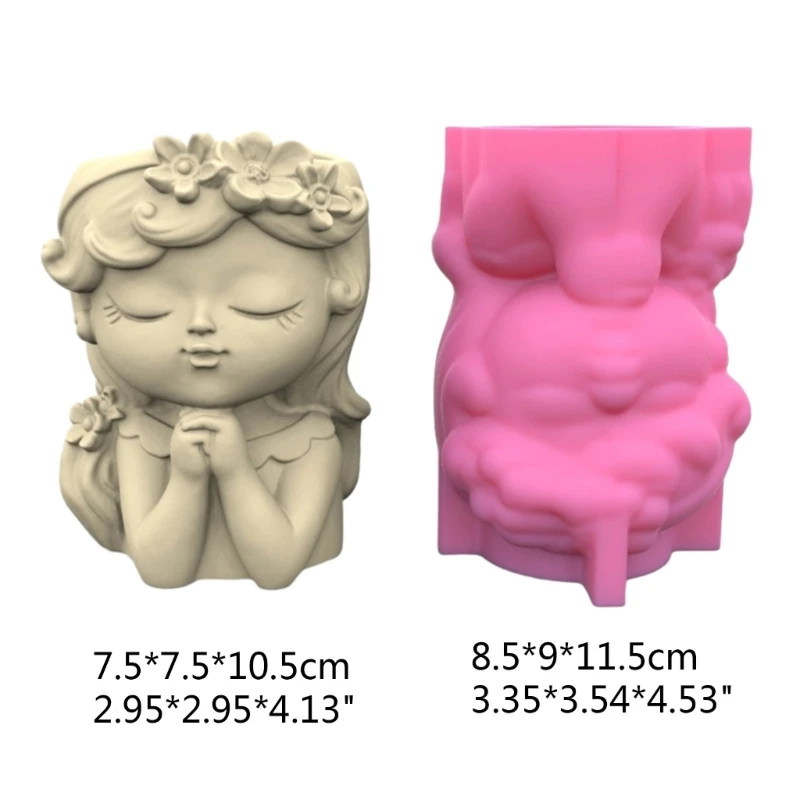 Flower Pot Silicone Mold Prayer Girl Succulent Planter Concrete Mold DIY Craft