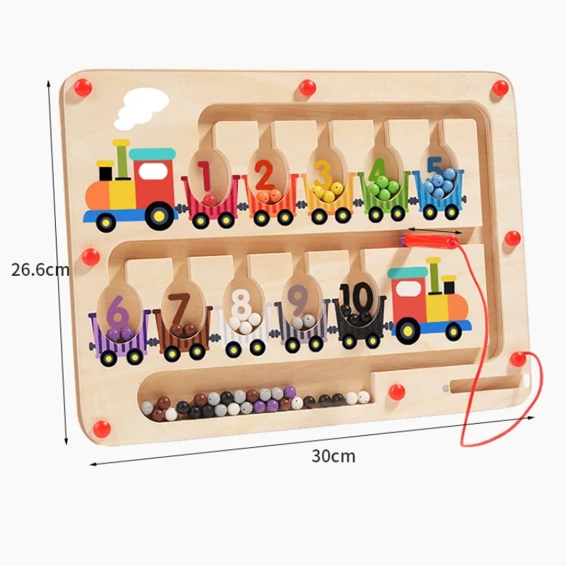 Houten Kinder Magnetische Slag Cognitie, Doolhof Digitale Kleur Classificatie Bord Kralen Intelligentie Magnetische Doolhof