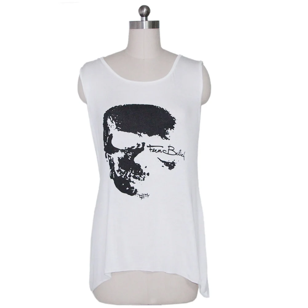 T-shirt dos nu tête de mort gothique, glamour, été, punk, rock, singlet, pompon, 652F