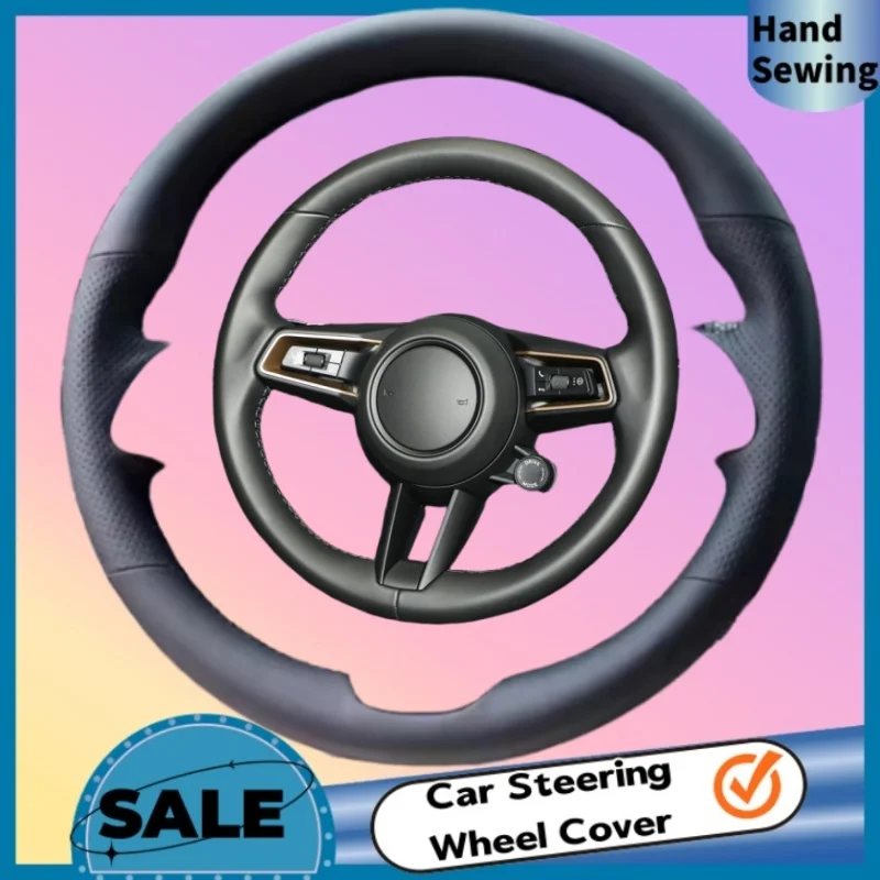 

DIY Abrasion-resistant Breathable Genuine Leather Steering Wheel Cover For Porsche 992 971.2 New Cayenne Macan Accessories