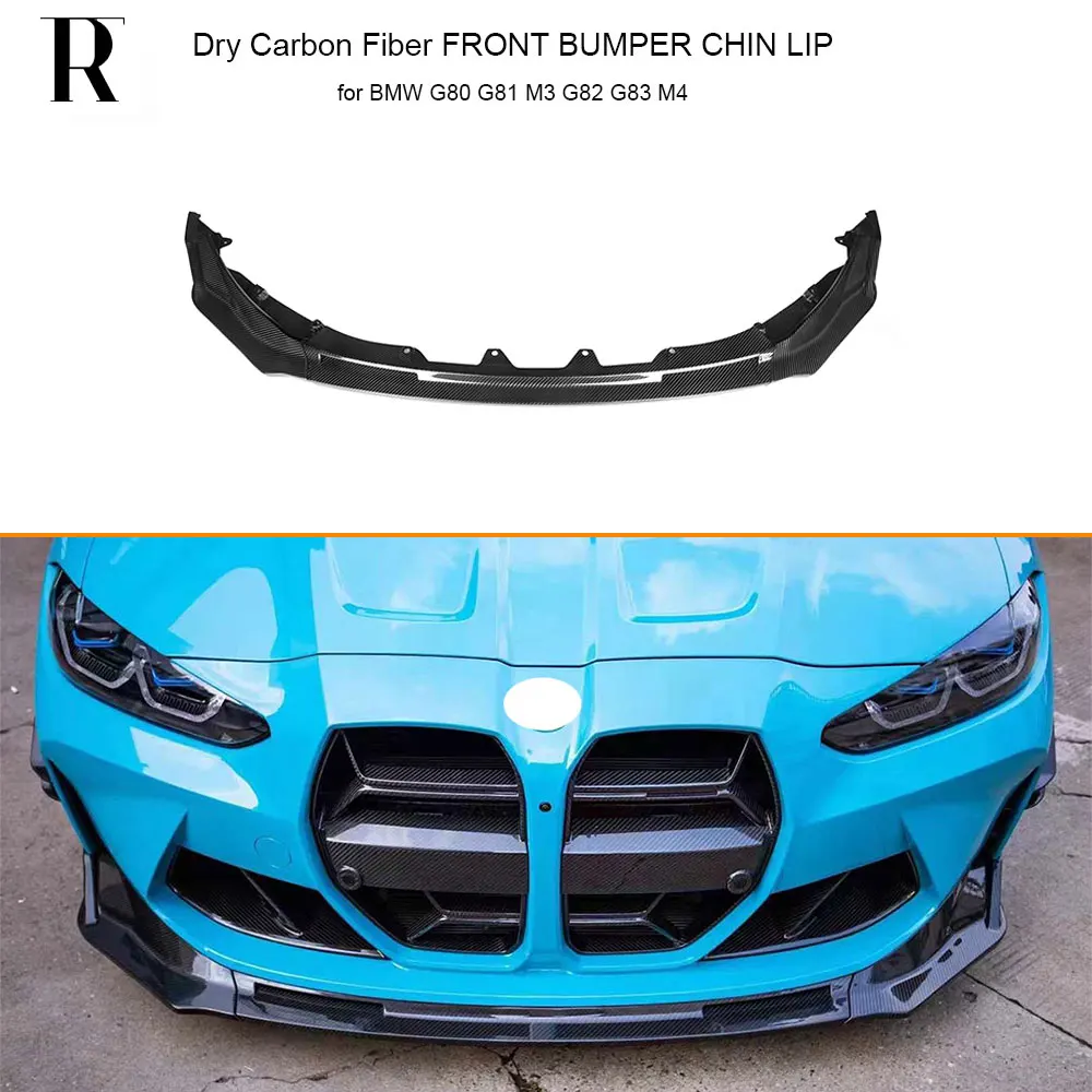 V Style Dry Carbon Fiber Front Bumper Chin Lip for BMW G80 G81 G82 G83 M3 M4 2019-UP