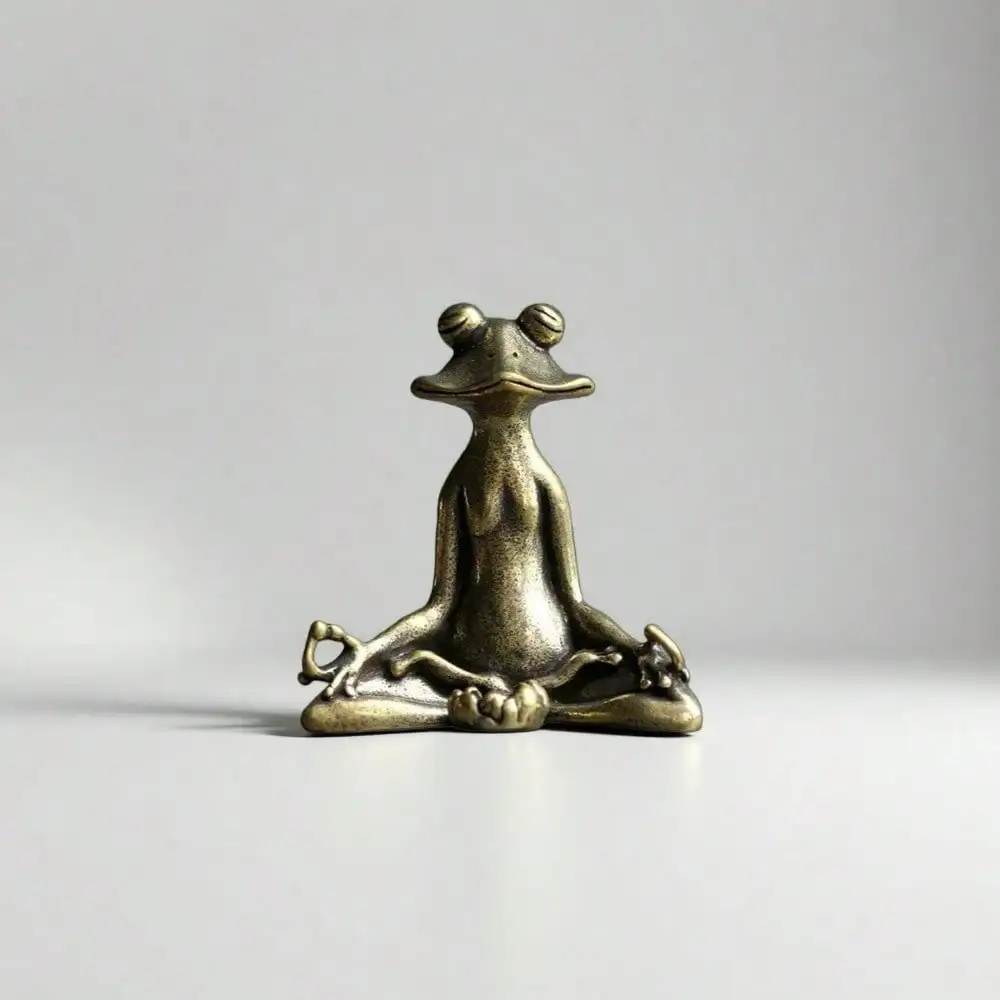 1pc Vintage Brass Zen Buddhist Frog Statue, Copper Animal Sculpture Incense Burner, Home Decor Tabletop Ornament, Best Birthday Gift