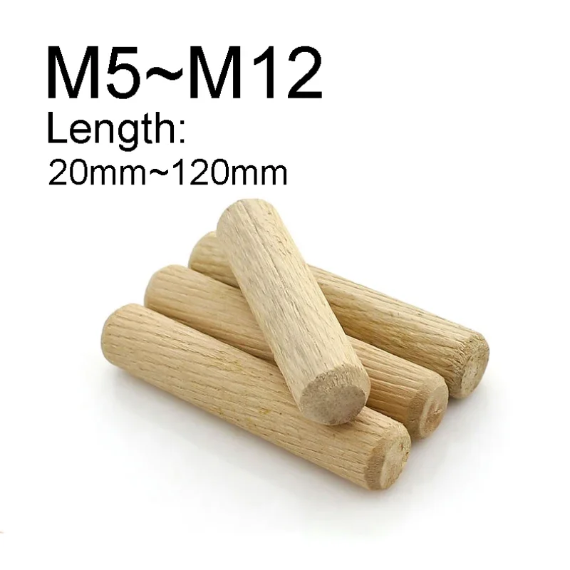 5~50PCS Roundwood Pins M5 M6 M8 M10 M12 Wooden Cabinet Drawer Round Fluted Wood Pins Rods Furniture Fitting Wooden Pin