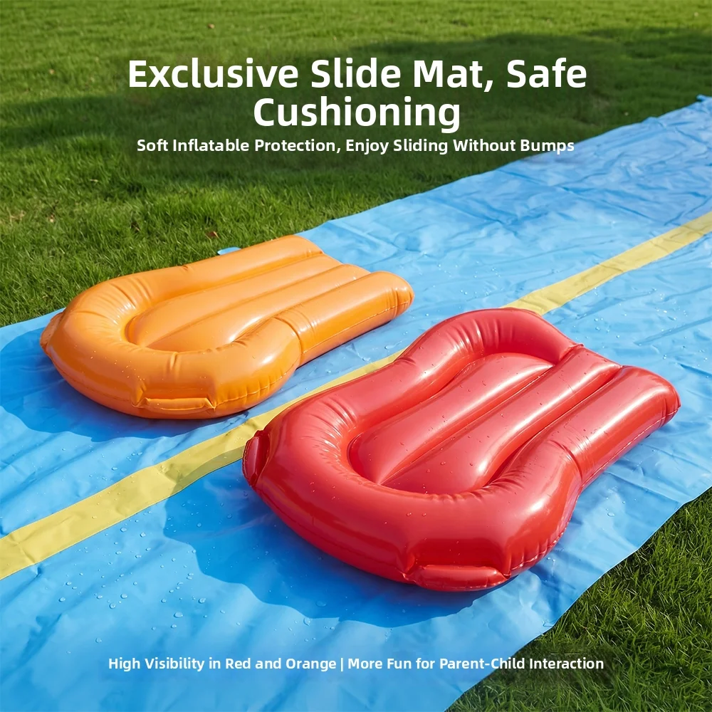 Extra Long Double Lane Inflatable Water Slide 2 Person Large Size Outdoor Backyard Pool Summer Water Play Toy for Family view 6