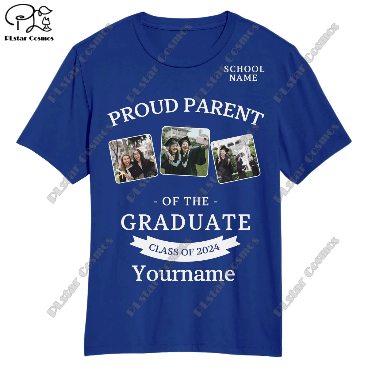 PLstar Cosmos Unisex Customized Name School Name 3D Printed T-Shirt 2024 Celebration Graduation Customized Top B-3 image 4