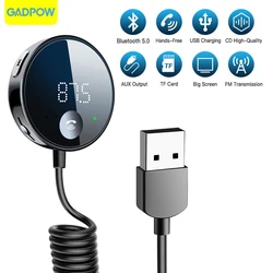 Gadpow Wireless FM Transmitter Bluetooth 5.0 Car Audio Transmitter Bluetooth AUX Audio Receiver MP3 Player Car Kit Handsfree