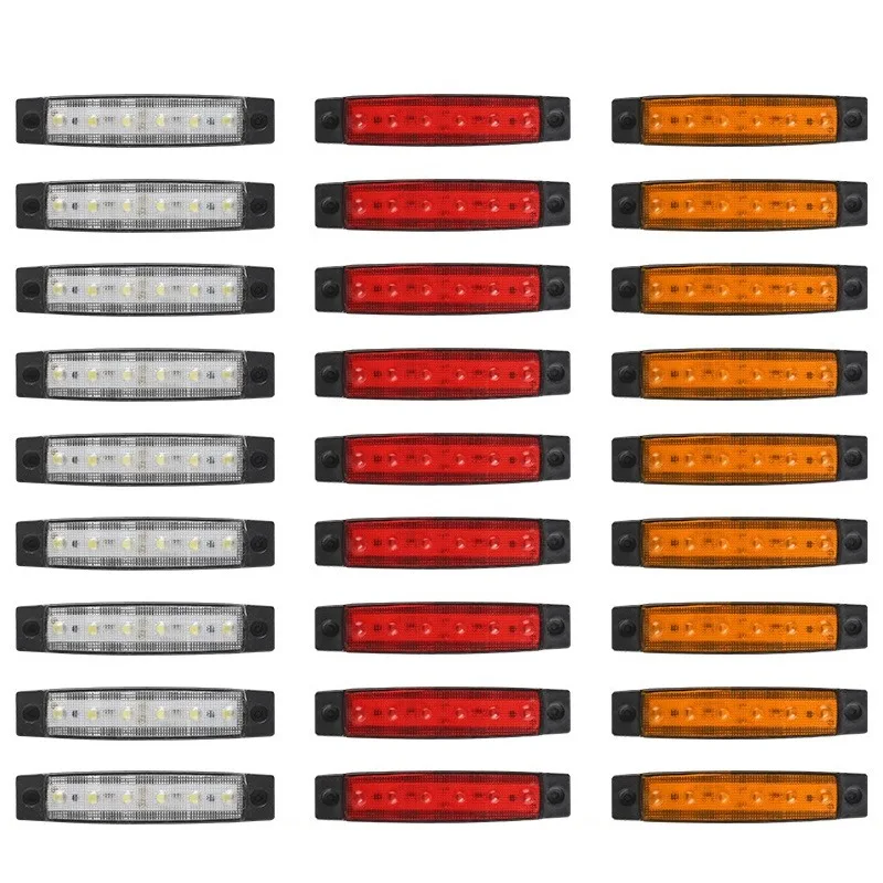 

LED Warning Tail Light 10PCS 12V/24V For Truck Trailer Brake Signal Rear Indicator White Yellow