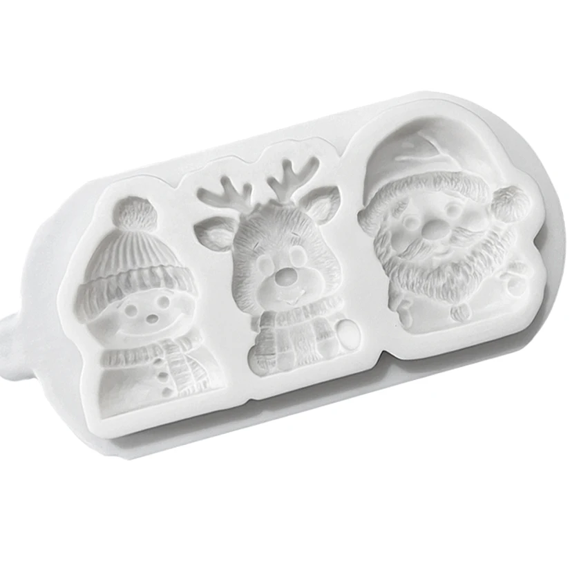 Santa Claus Snowman Reindeer Christmas Silicone Sugarcraft Mold Cupcake Baking Mould Fondant Cake Decorating Tools